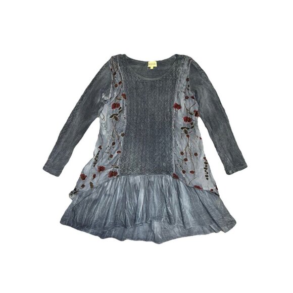 Tunic Top Lagenlook Mix Media Embroidered Boho Hippie Fairy Witchy Grunge MEDIUM - Picture 1 of 12